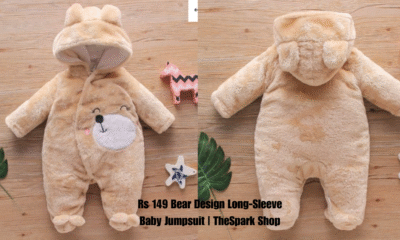rs 149 bear design long-sleeve baby jumpsuit thespark shop